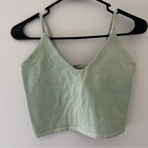 Groceries light green neutral spaghetti strap crop top organic cotton size Med